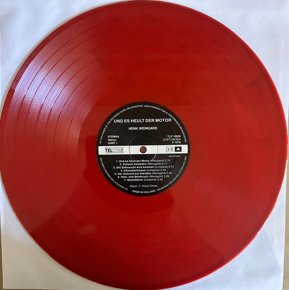 Henk Weingard - Und es heult der Motor - Rood vinyl !!
